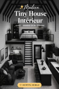 Intérieur moderne d'une tiny house avec mezzanine accueillante et lumineuse
