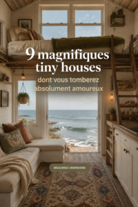 Vue extérieure d'une charmante tiny house en bois entourée de verdure