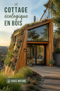 Un cottage en bois écologique entouré de verdure, parfait pour une escapade en pleine nature