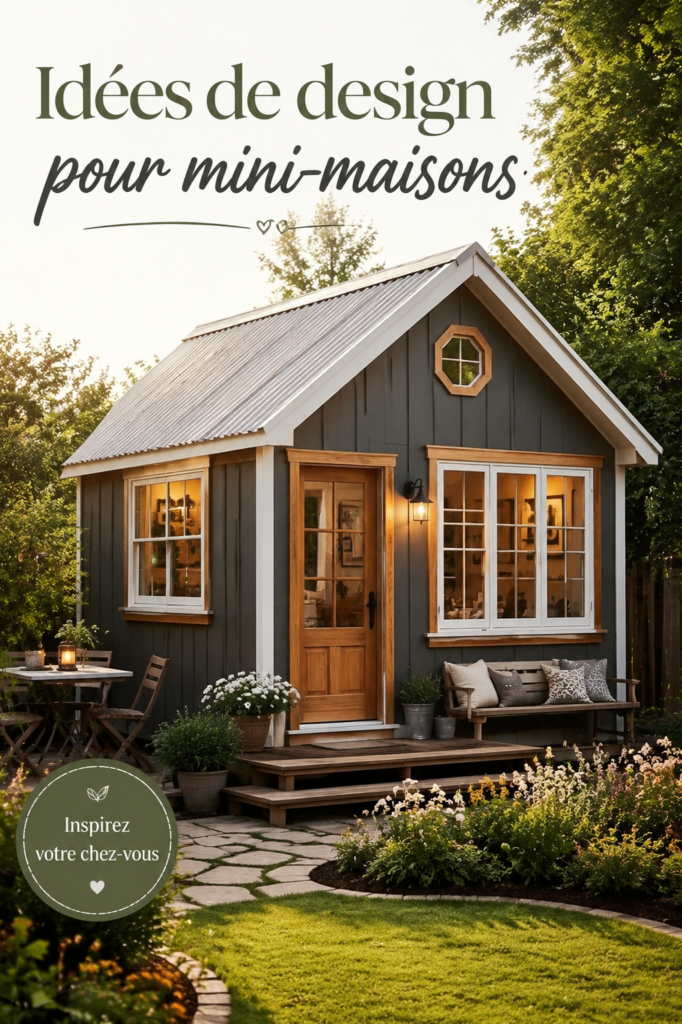 Intérieur chaleureux et optimisé d'une tiny house moderne.