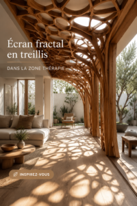 Un écran fractal illuminé dans un espace bien-être accueillant, enrichissant l'esthétique.