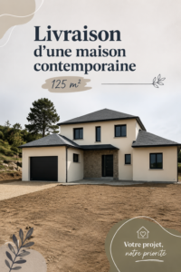 Maison contemporaine moderne de 125 m² entourée d'un espace vert.
