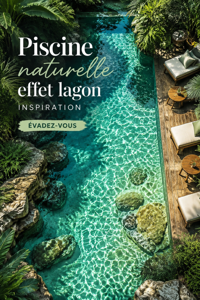 Piscine naturelle effet lagon entourée de végétation luxuriante
