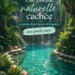 Une vue panoramique d'une piscine naturelle près d'Avignon, entourée de verdure